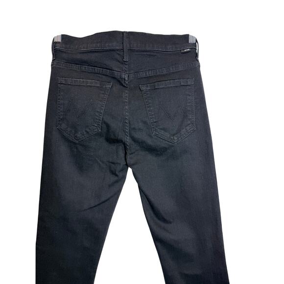 Mother The Insider Crop Step Fray Jeans in Not Guilty Black Mid Rise Size 29 - Picture 4 of 16